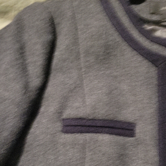 J Crew Charcoal Gray Lady Jacket Blazer Gold Buttons Navy Trim - 10 - Picture 5 of 9